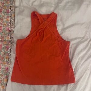 Anthropologie Orange Keyhole Sleeveless Top